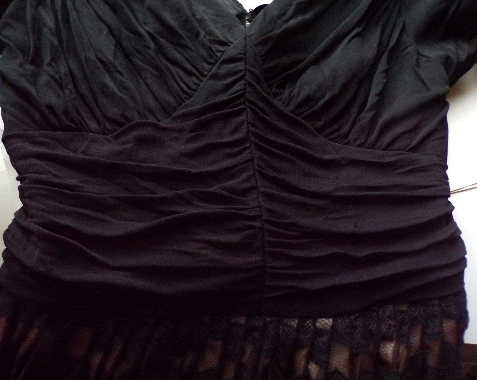 NOS Black Brown Flocked Chiffon Ruched Party Dress Naturally Natlynn Sz 11 B34