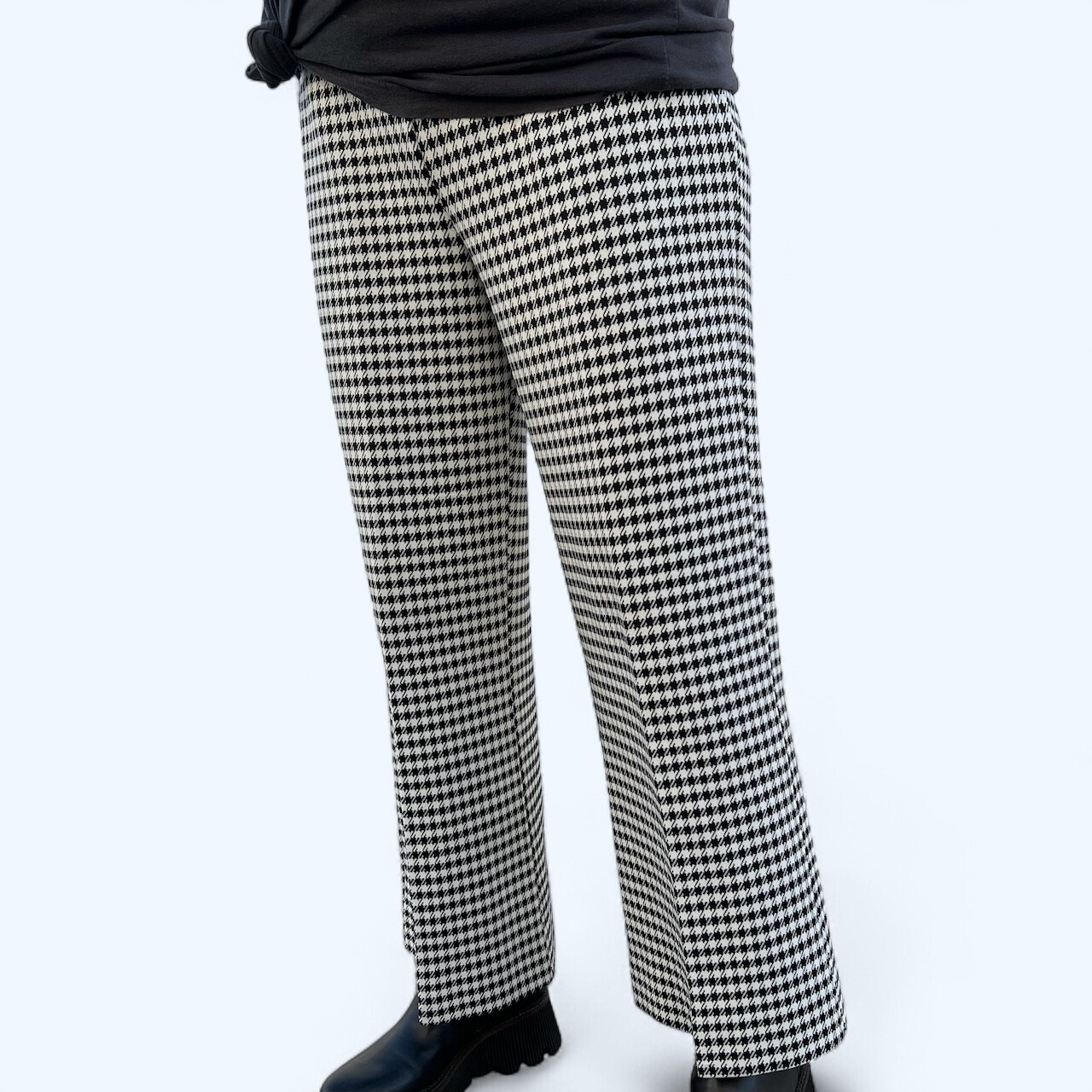 Vtg 70s Houndstooth Wide Leg Pants, Bogart of Texas, Size Estimate Large