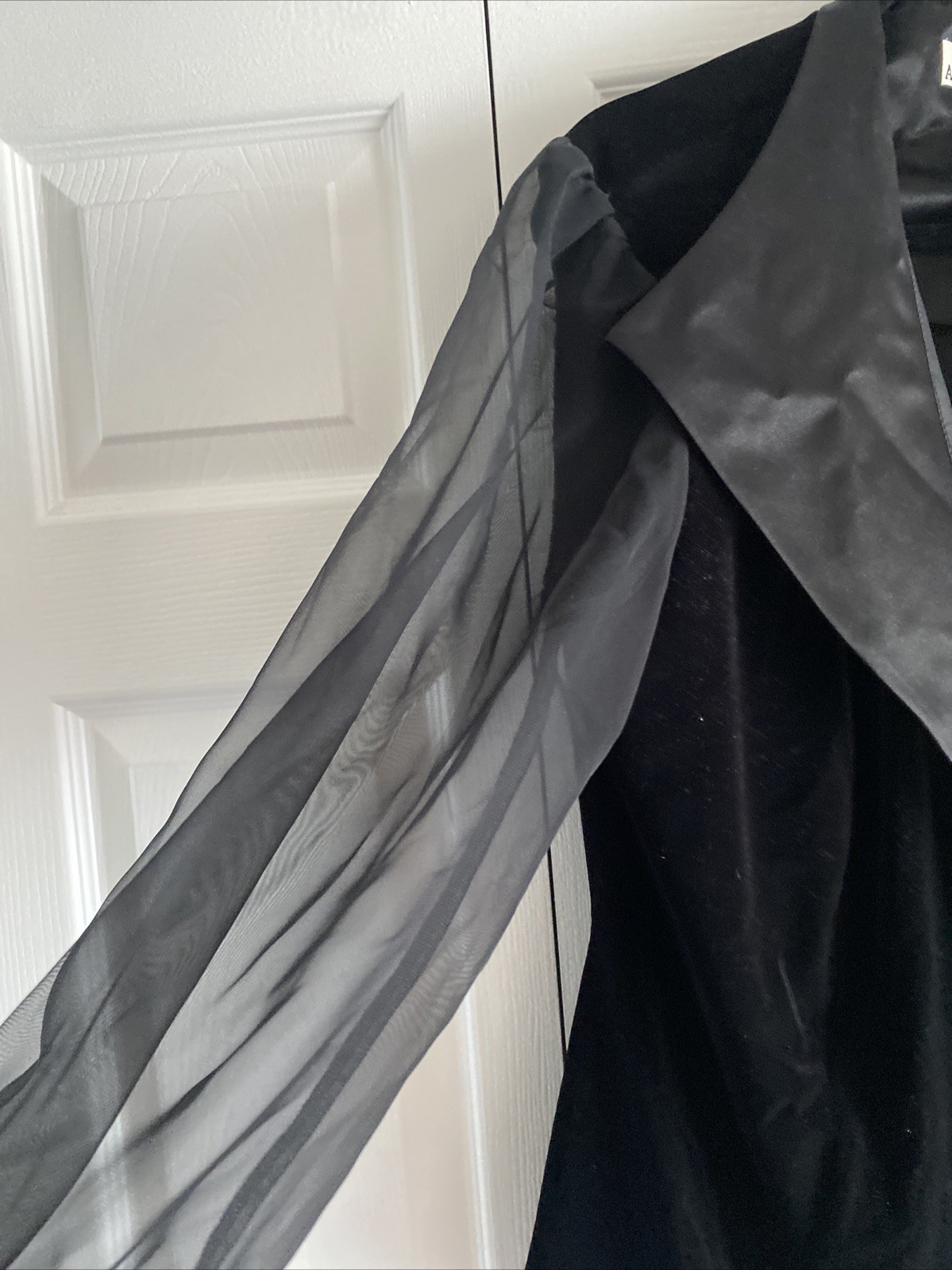 After Dark Vintage Velvet Sheer Sleeve Evening Jacket Womens Size L Black Glam