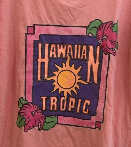 vintage 80s Hawaiian Tropic Oceanwear PINK tunic T Shirt OSFA