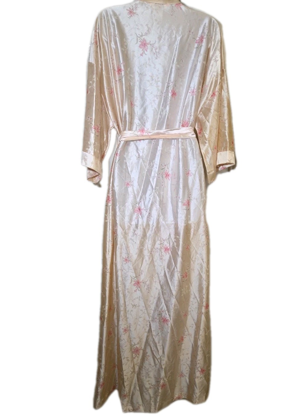 Vintage 1960s Shiny Floral Kimono At Home Wear Laurel Long Robe Size 16/18 Lily