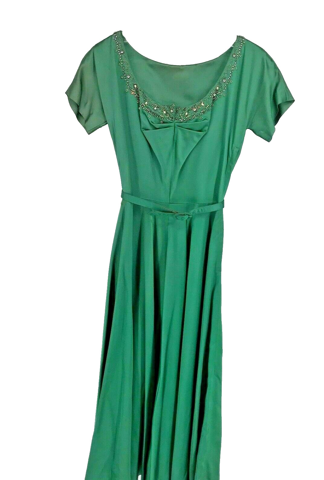 Vintage 1960s Satin Green Women’s Dress Mad Men Styling Hand Made No Size