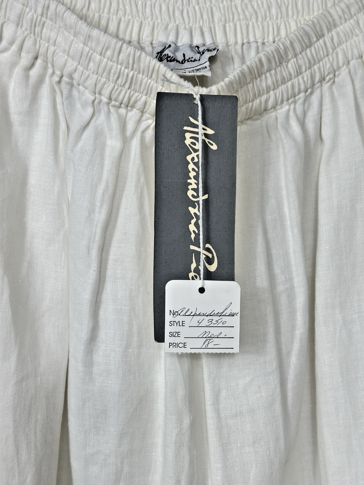 VTG Alexandria Pierce White Cloud Linen Blouse & Skirt Set Medium Hand Painted