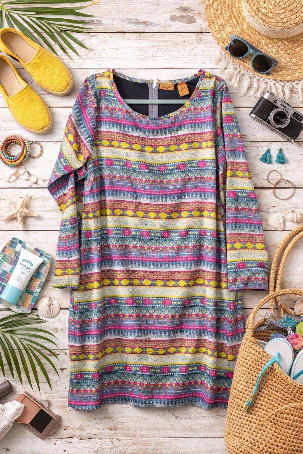 Wrangler Southwest Design 3/4 Sleeve Midi Lined Western Dress Ladies Sz XL
