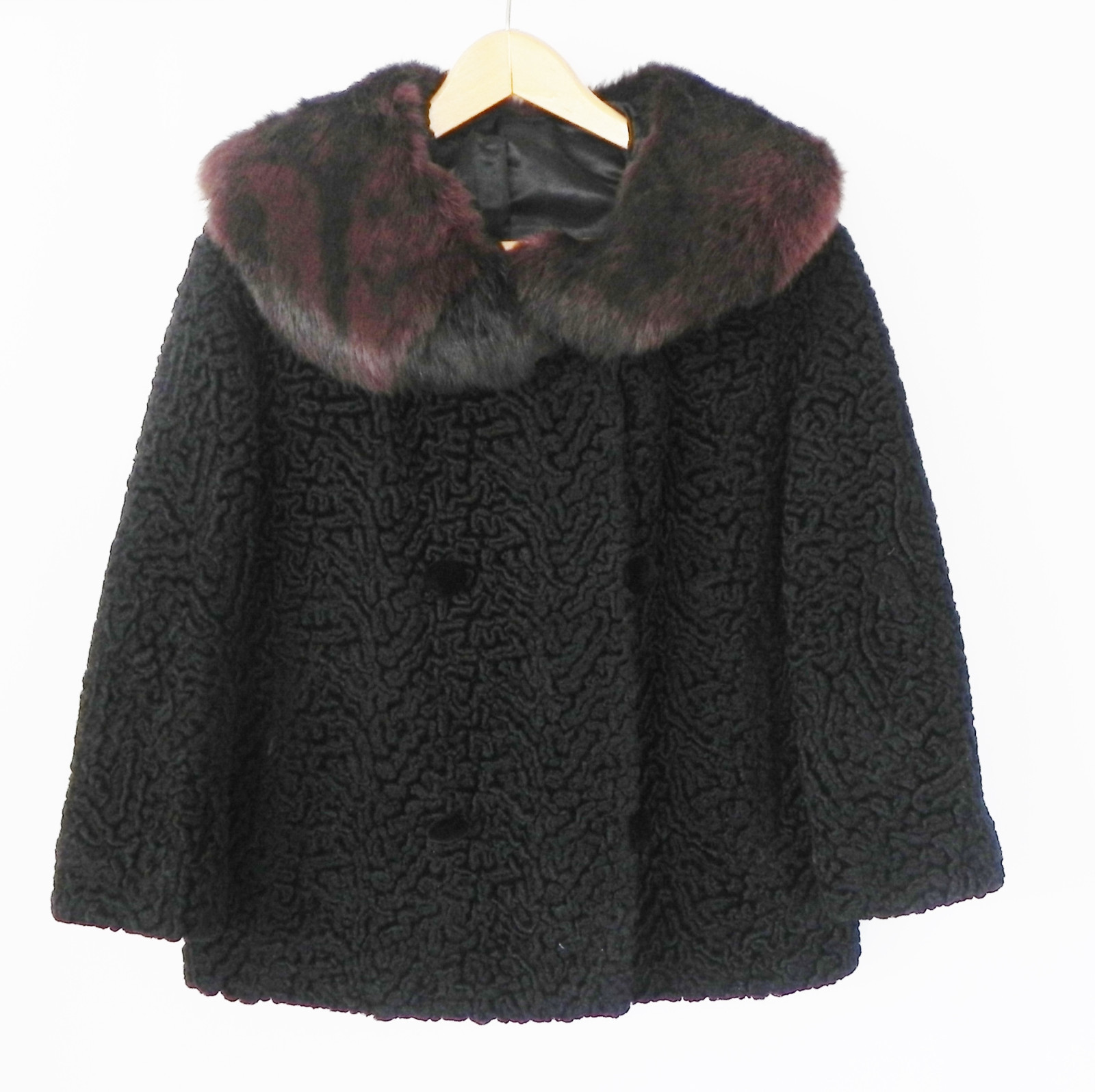 Vtg Persian Curly Lamb’s Wool Short Jacket Double Breasted Fur Collared Size M/L