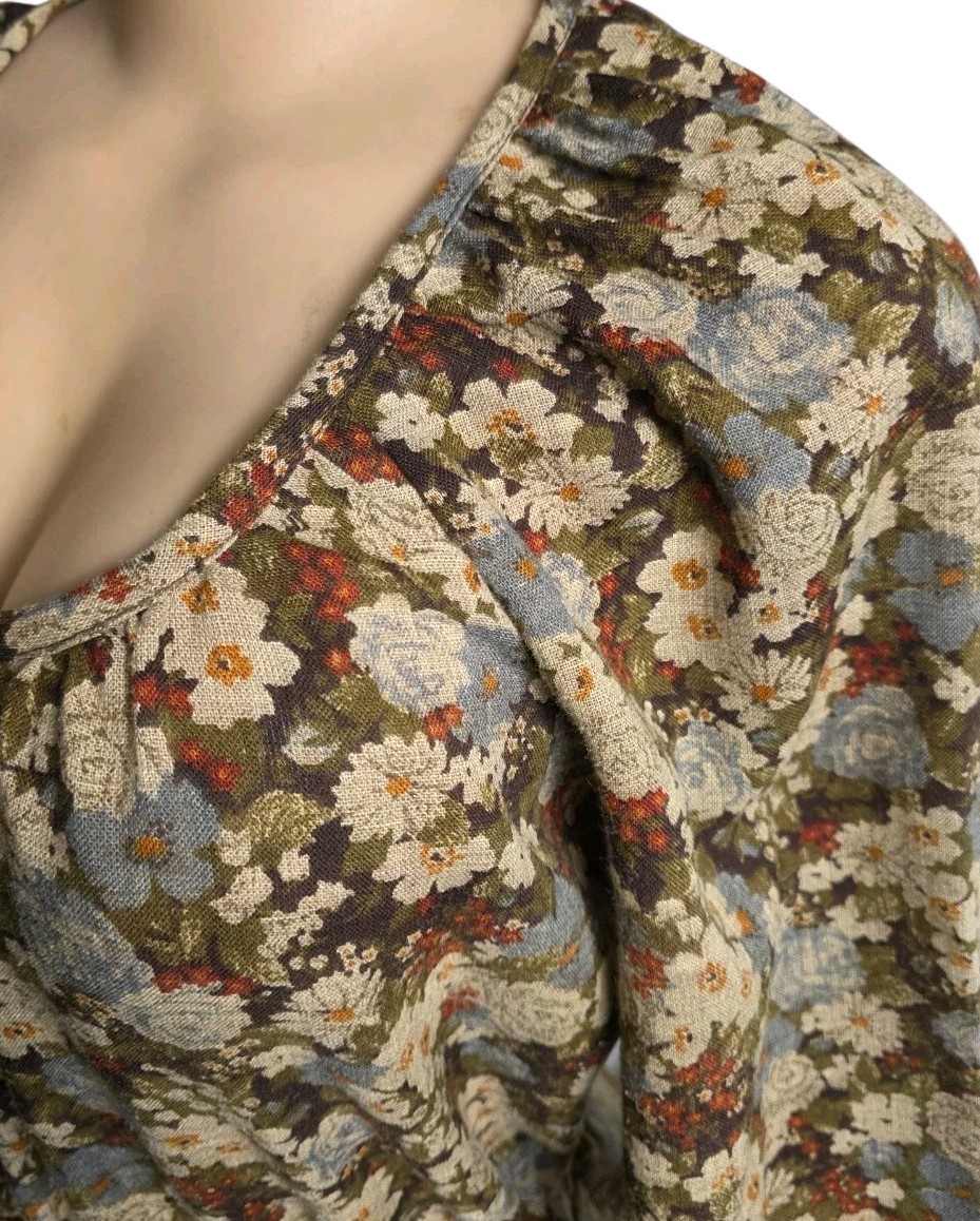 Vtg 80s Just Choon California Ditsy Floral Midi Dress Woman 9/10 Prairiecore