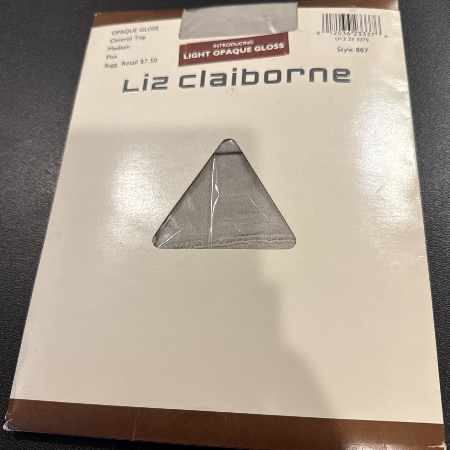 Liz Claiborne Medium Opaque Gloss Flax Pantyhose Hoisery Control USA Vintage NEW