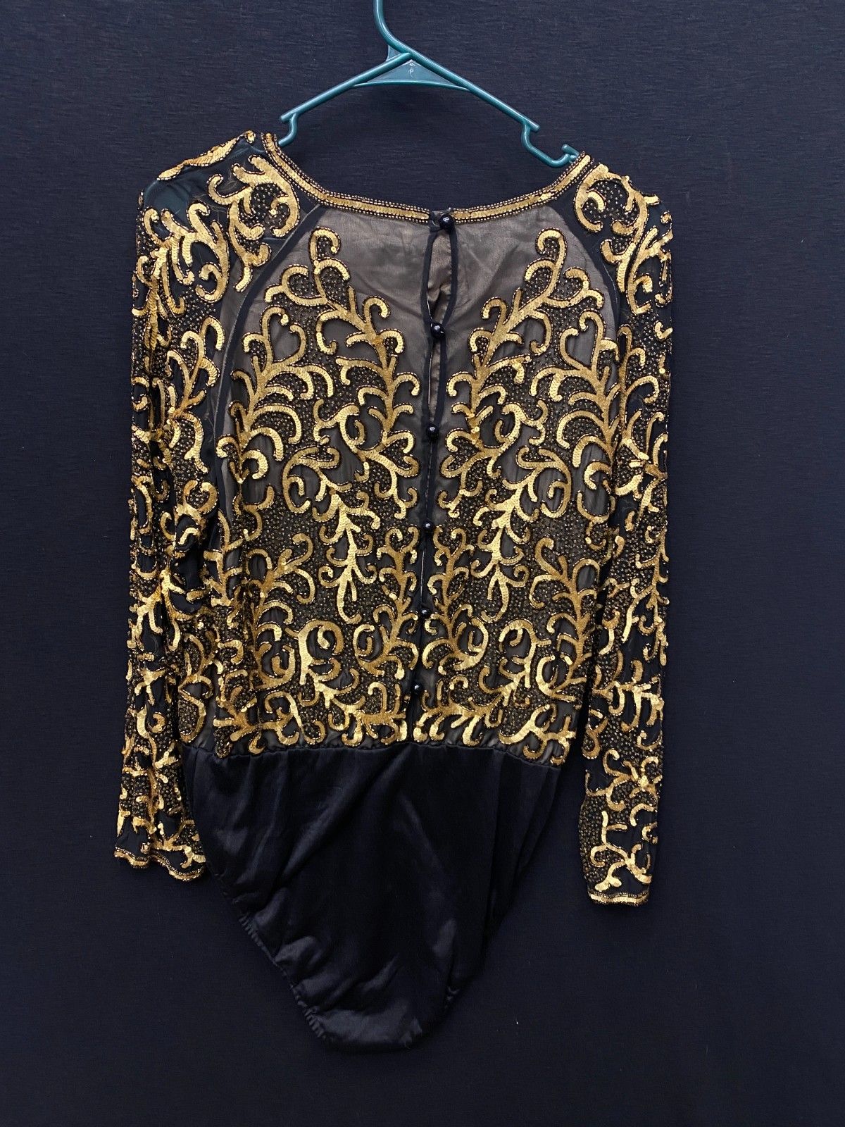 A J Bari Vintage GOLD 100% SILK Bodysuit SIZE 10 RN50438 B29