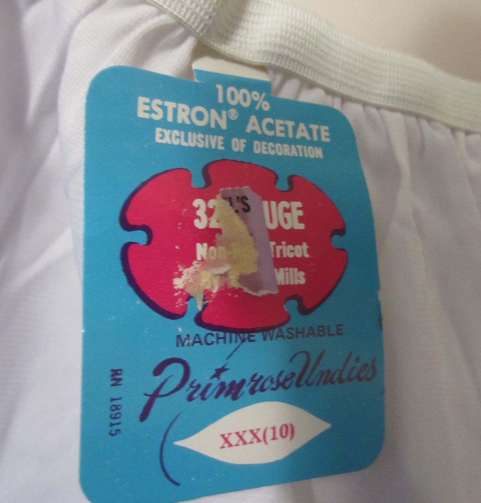 PRIMROSE wide leg WHITE nylon panties bloomers sz 10 3X NEW OLD STK PILLOW TAB