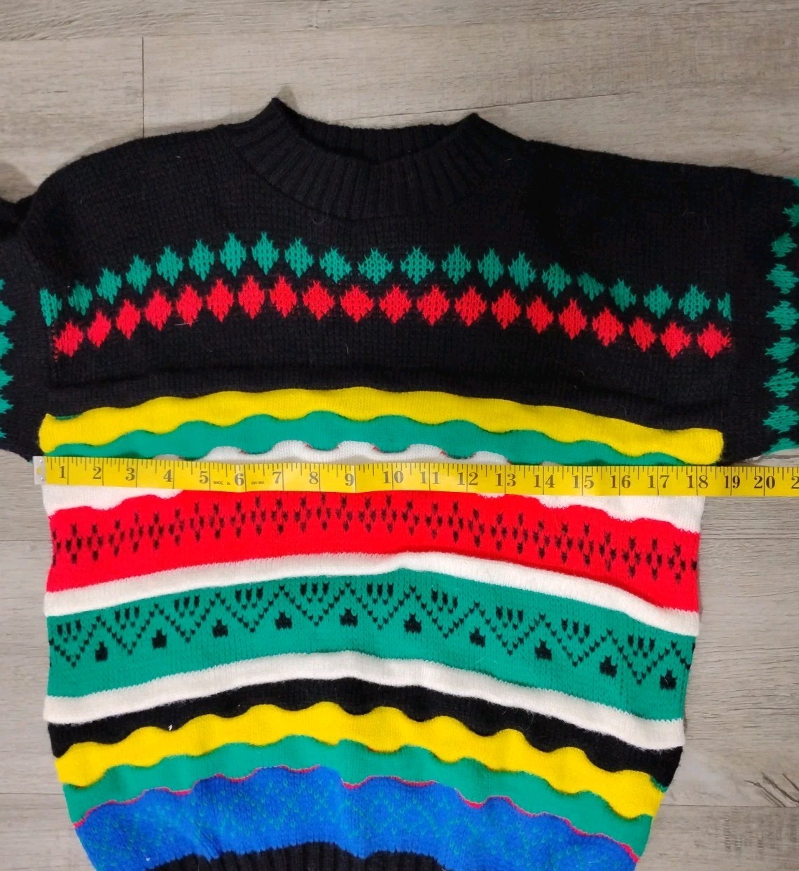 Vintage Knit Waves Multi-Color Striped Sweater Women’s Size L Prop 80’s 90’s