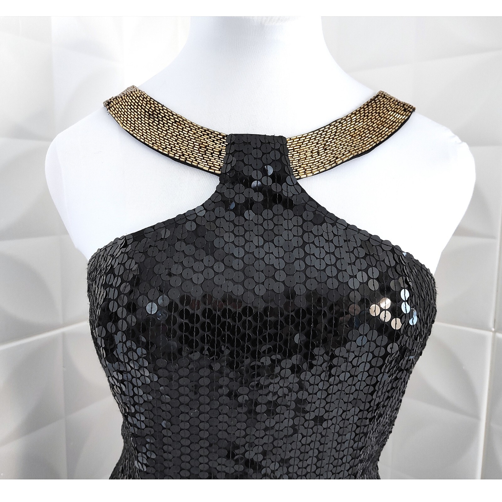 New Vintage Y2K Niteline Sequin Cocktail Dress Roufogali Stretch Prom Formal 10