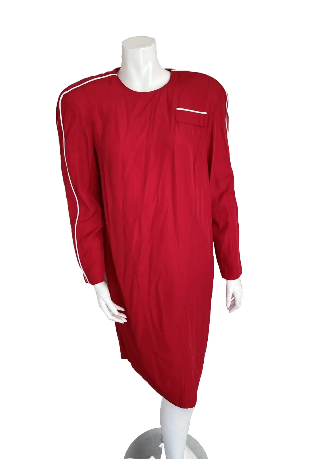 Vintage Brioche California Red Shift 1980s Knee Length Dress Size 12