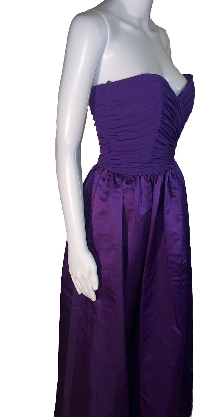 VICTOR COSTA Size 4 Silk Satin Royal Purple Strapless Gown Vintage 80’s RARE EUC