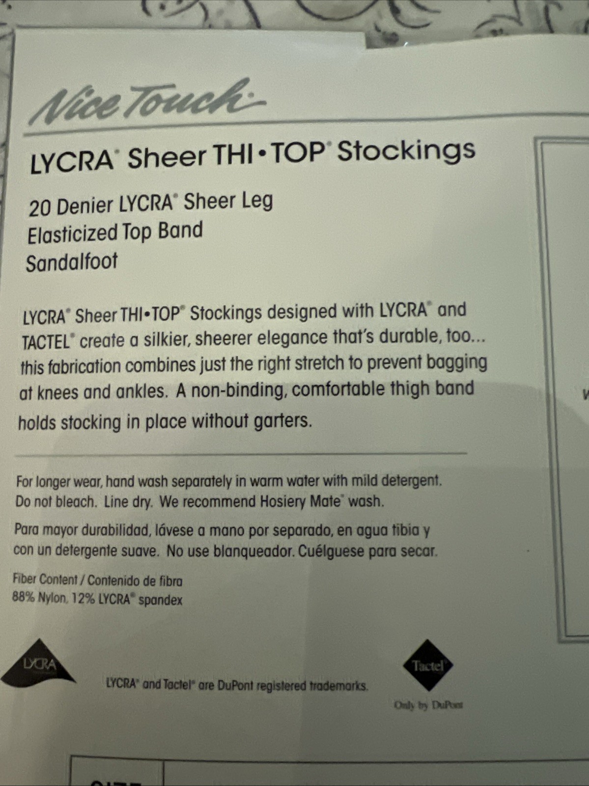 Vtg Sears Nice Touch Lycra Sheer THI TOP Stockings Light Taupe Sz C Sandlefoot