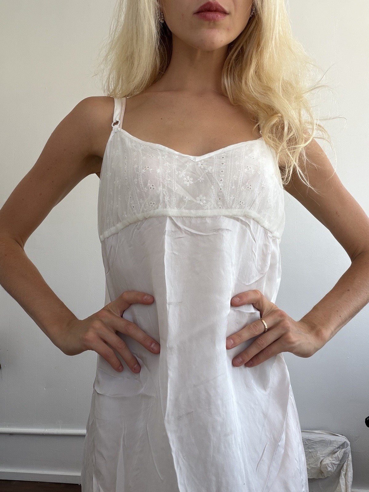 tricot COMME des GARCONS White Lace Trim Slip Dress, Size M Regular
