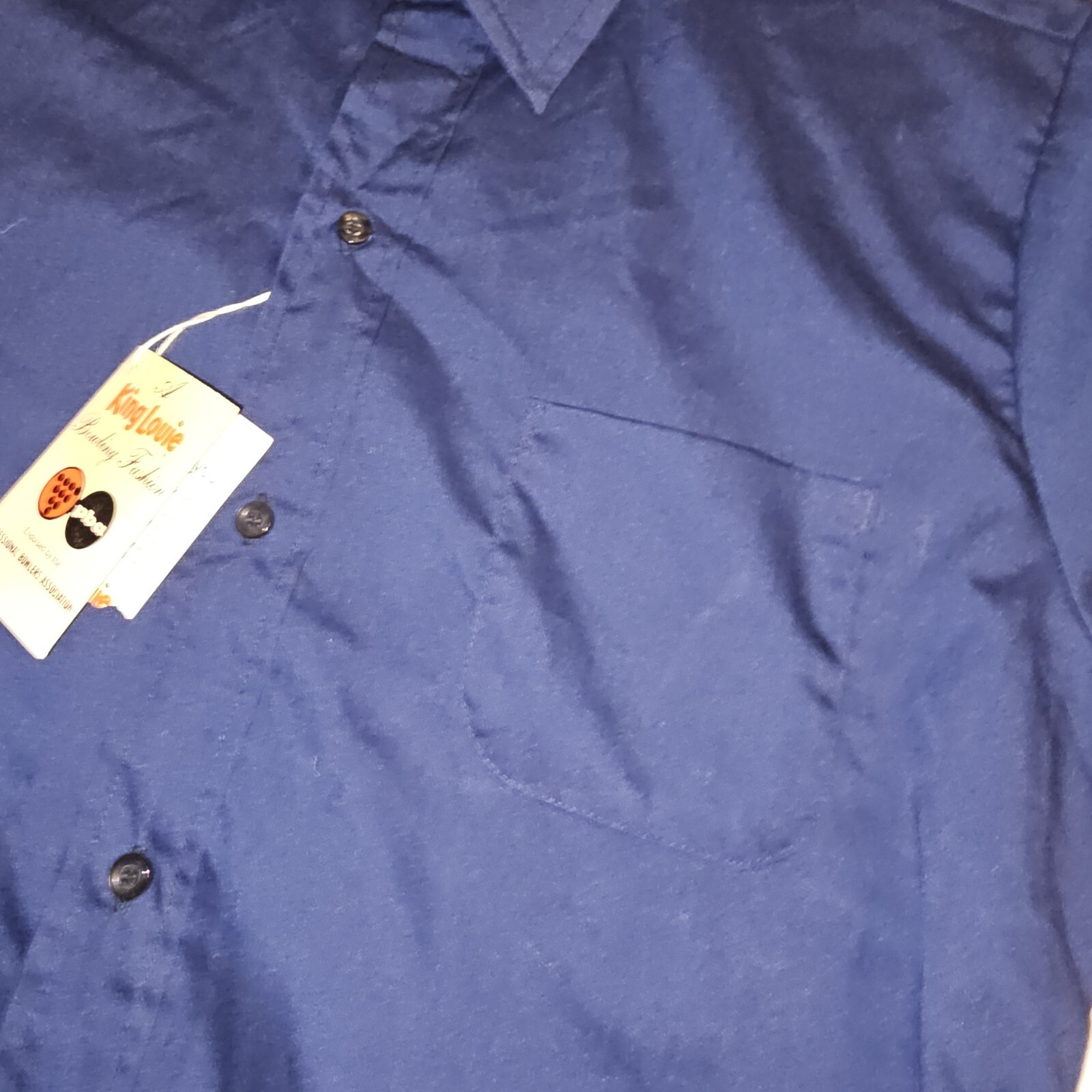 Vintage King Louie Button Down Bowling Shirt Blue Single Stitch NEW Sz S USA