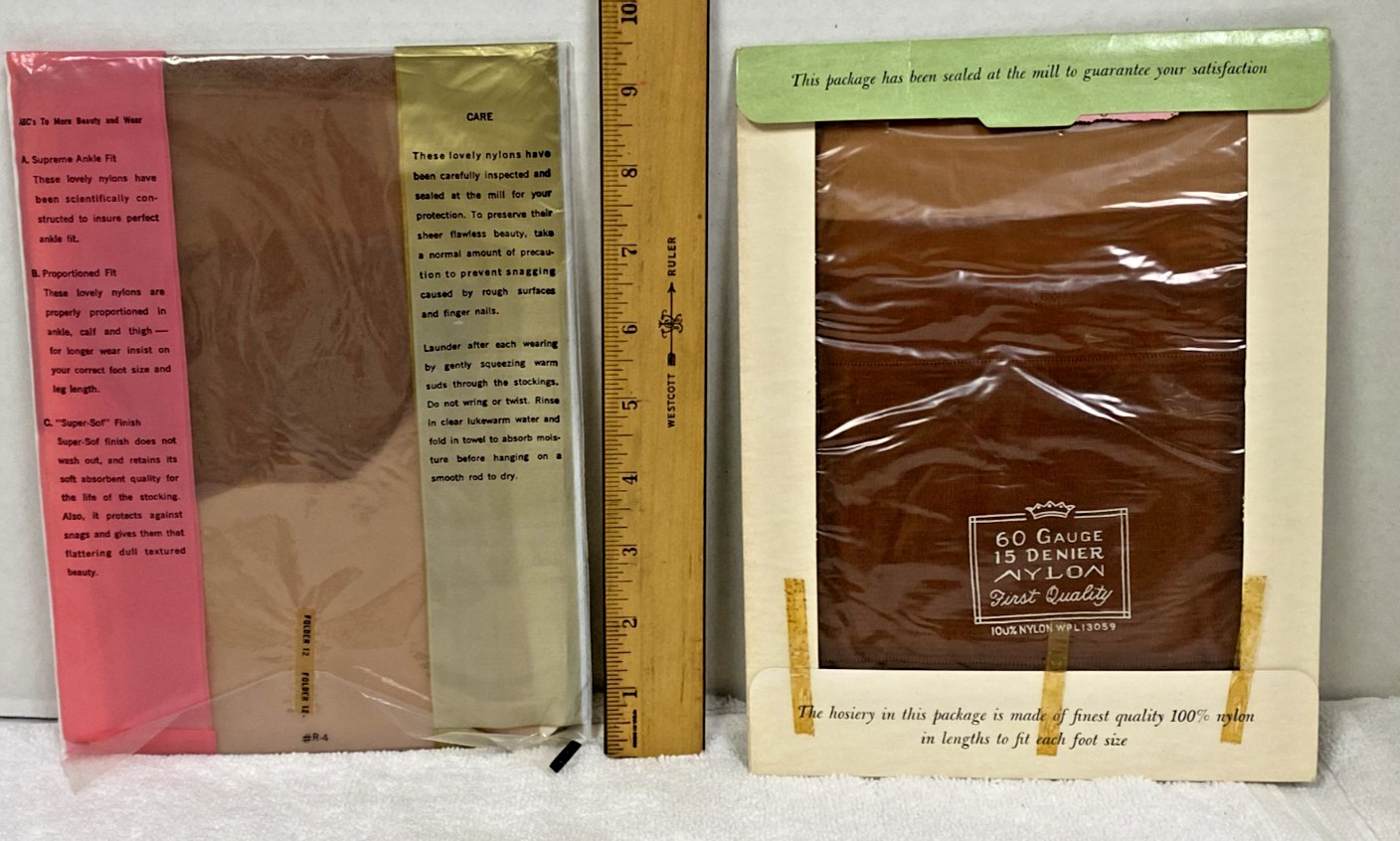 2 Vintage Hosiery Panty Hose Original Packs Clover Cinnamon Queens Seconds