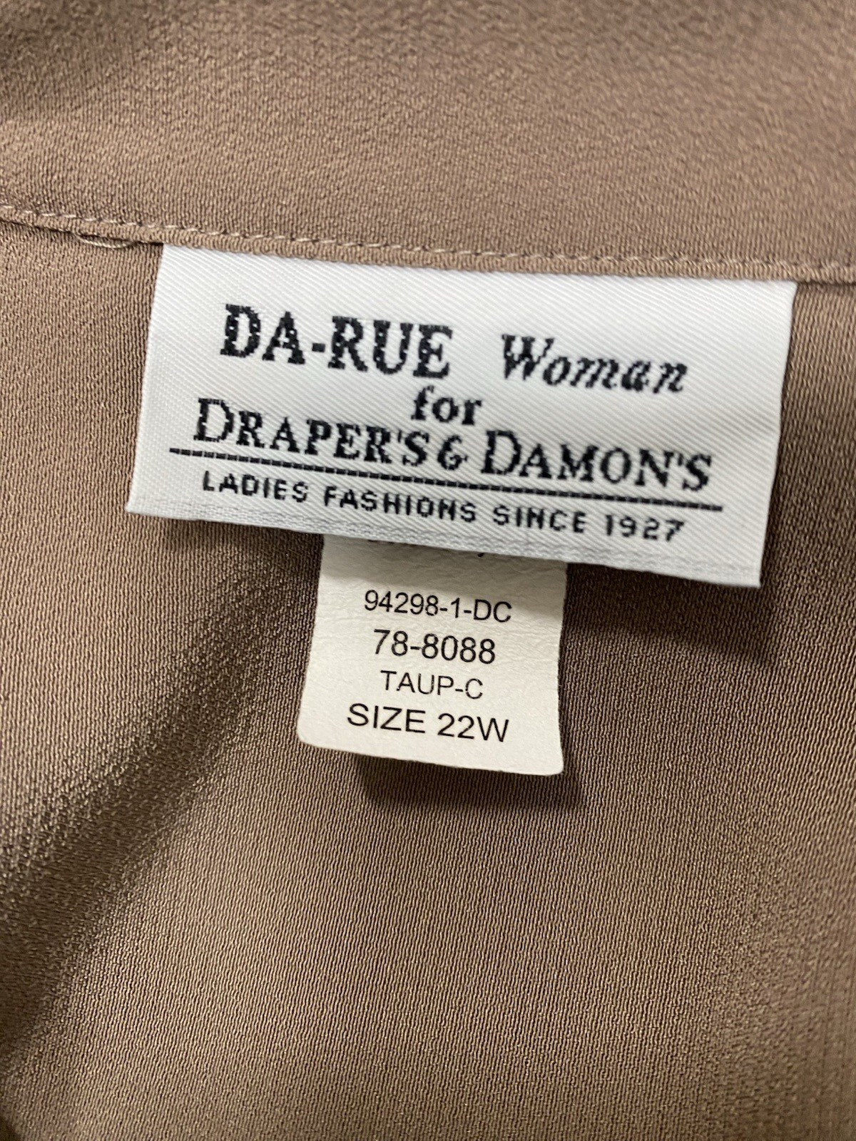 Vintage Blouse SIZE 22W PLUS WOMEN’S beige tan DARUE DRAPERS & DAMONS 80s 90s