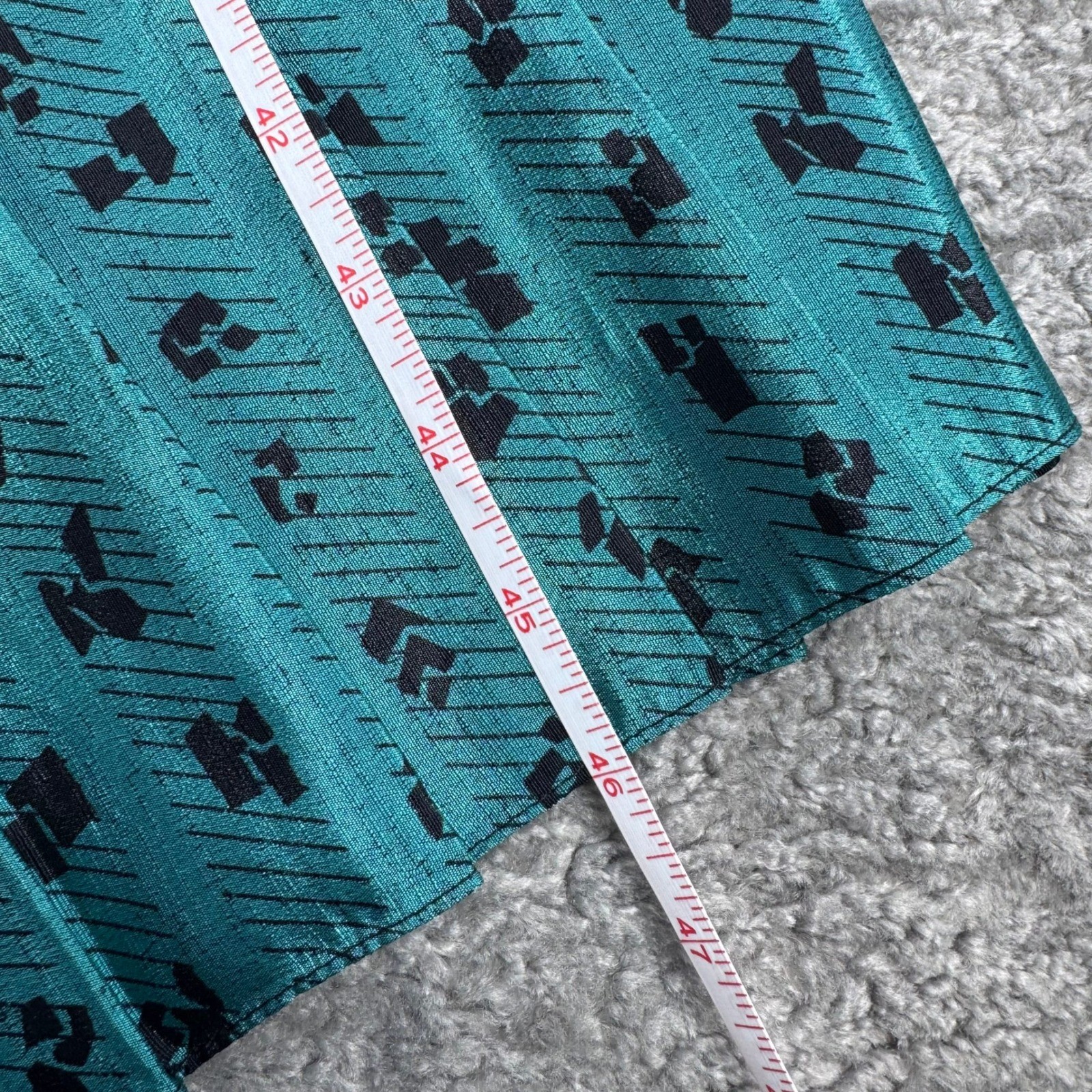 VTG Perceptions Teal Green Geometric Pleated Midi Dress Sz L SEE PICS
