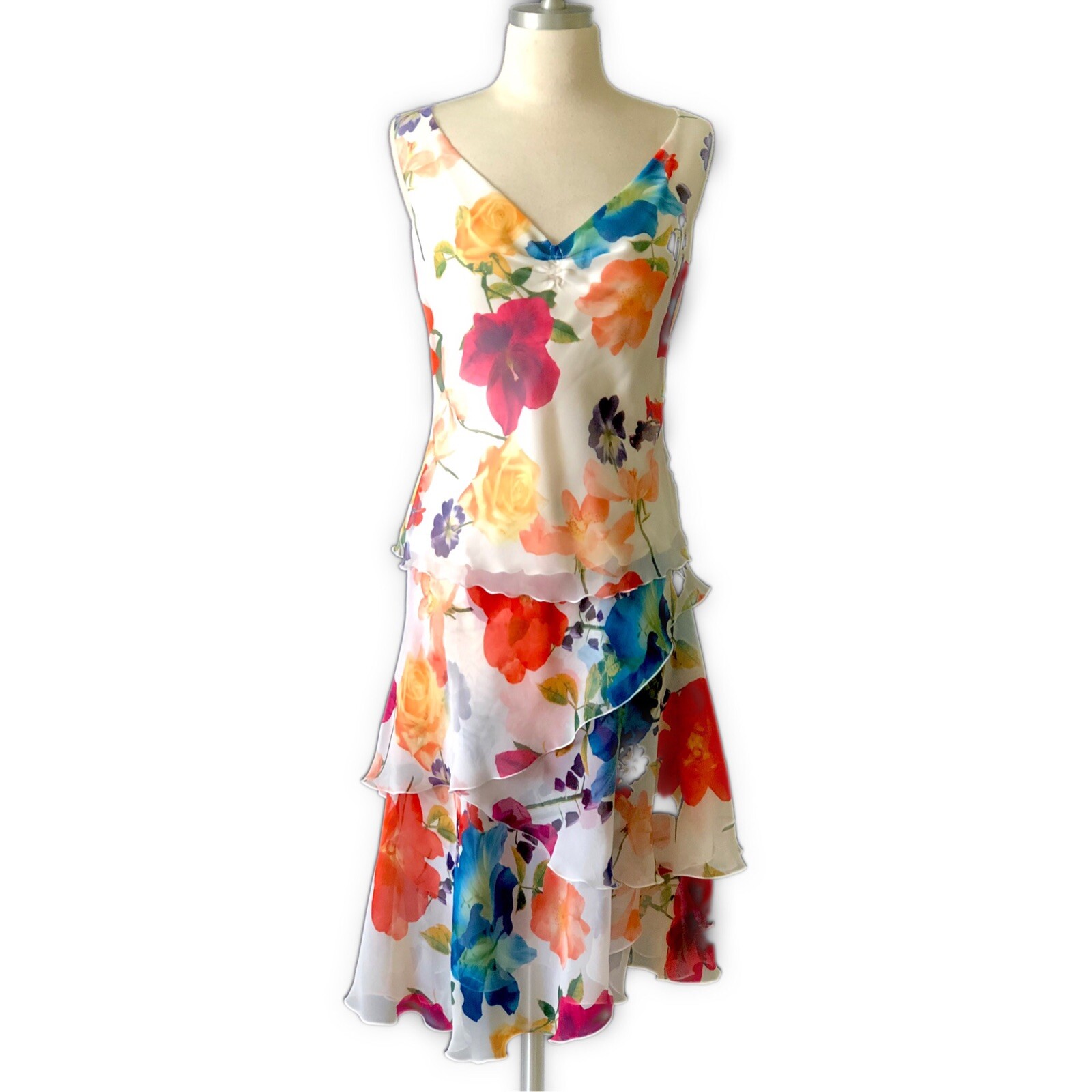 Vintage ESCADA Floral Chiffon 3 PC Ensemble w Sequins SZ 34 US S/M – NWOT