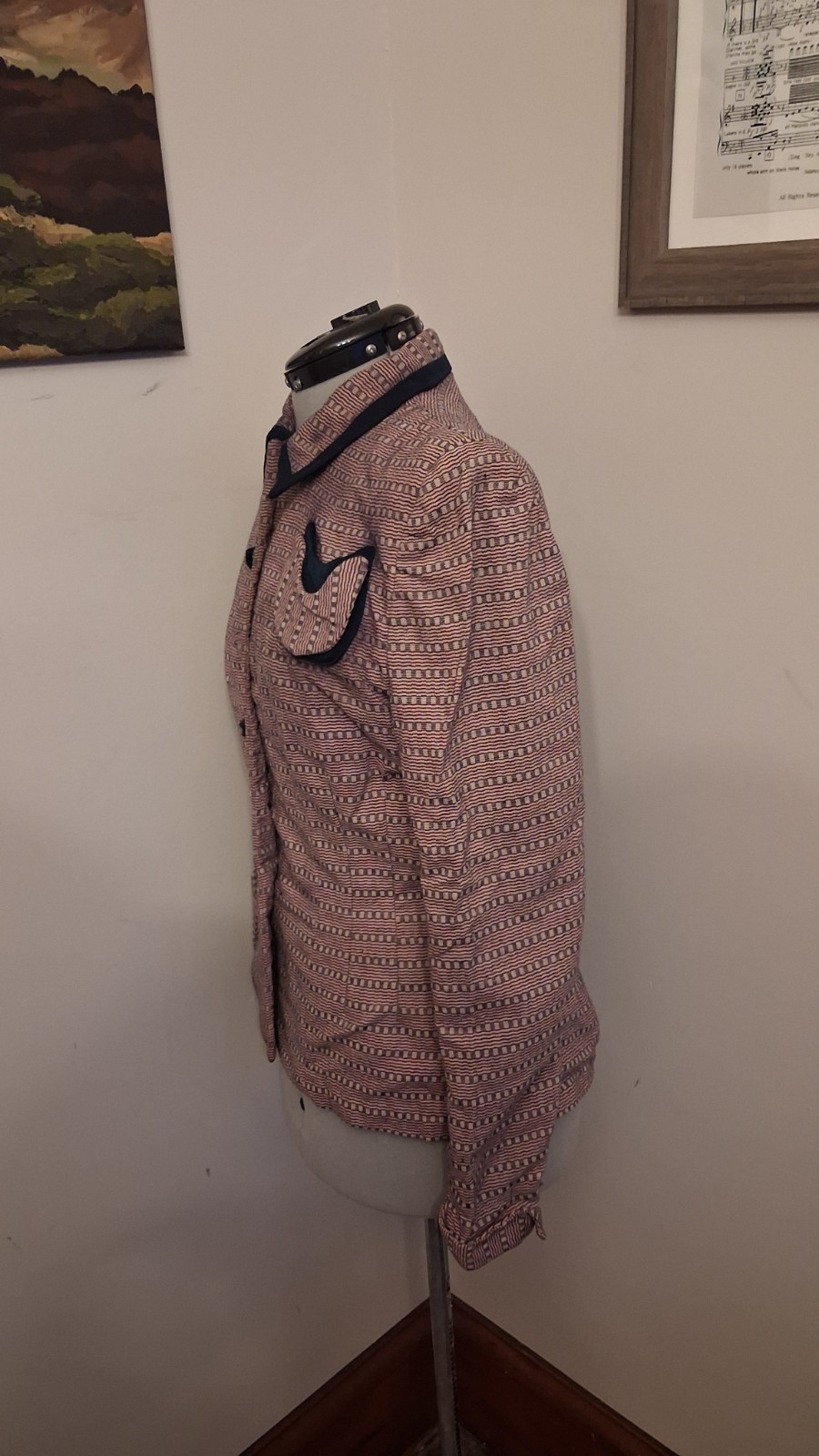 Vintage 1940s Suit Jacket Womens Blazer. Navy And Pink Jonasson’s Retro Coat