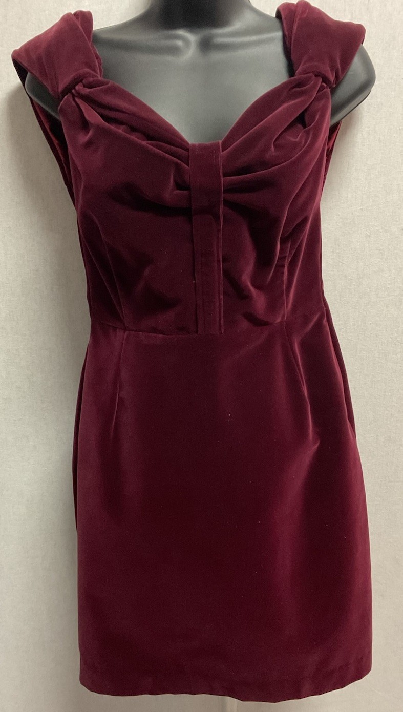 Vintage 70s-80s Cocktail Velvet Burgundy Mid-Thigh Dress