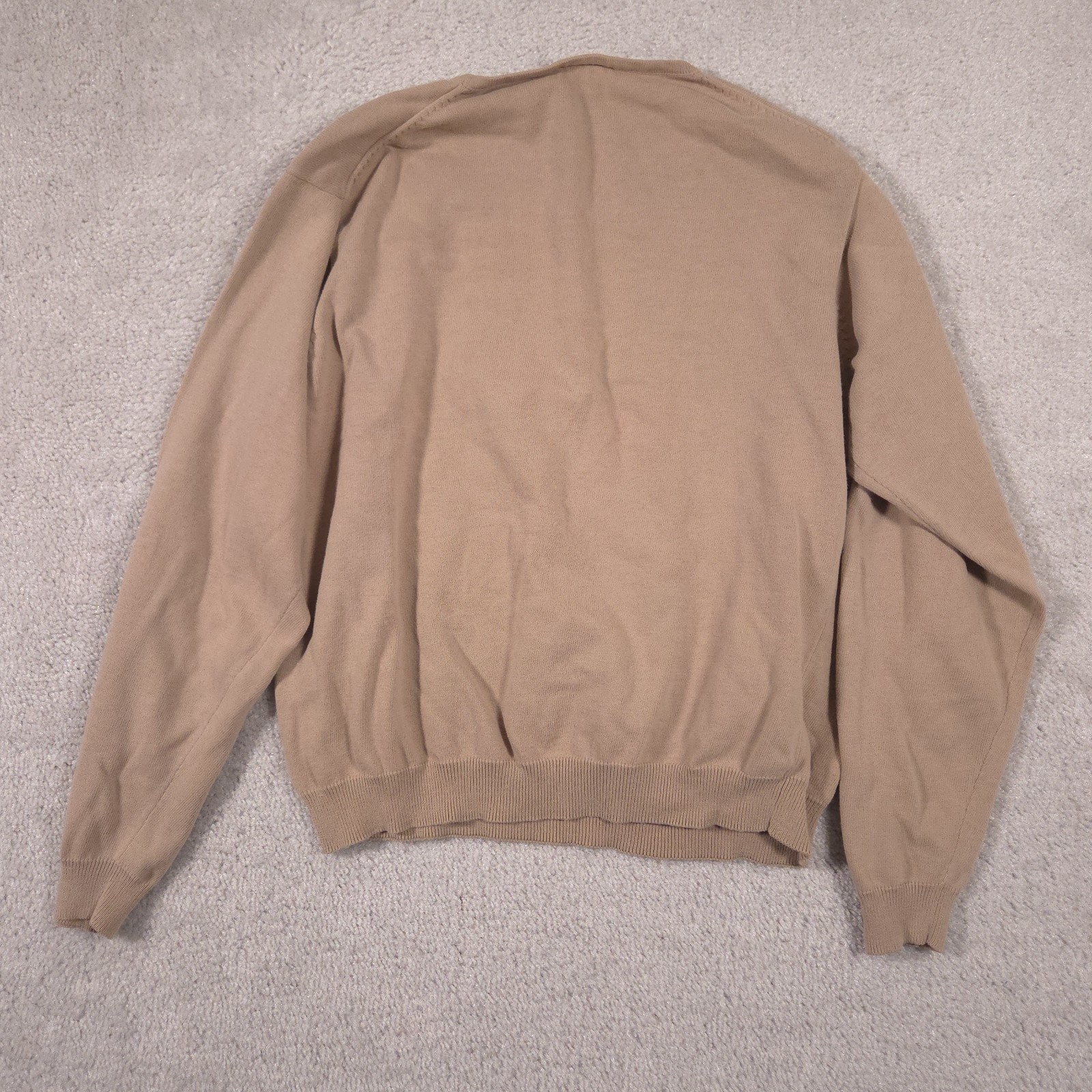 VTG Talbots Sweater Womens Large Beige Cotton Knit Preppy 90s Round Neck