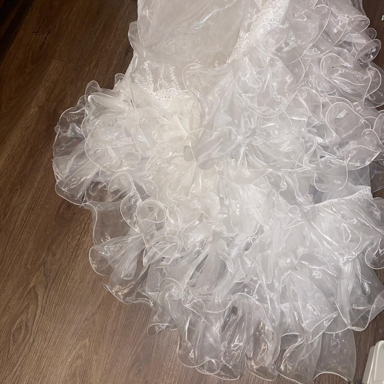 Vintage Mary’s Bridal Wedding Dress Size 10 White Beaded Satin Puff Sleeve NWT