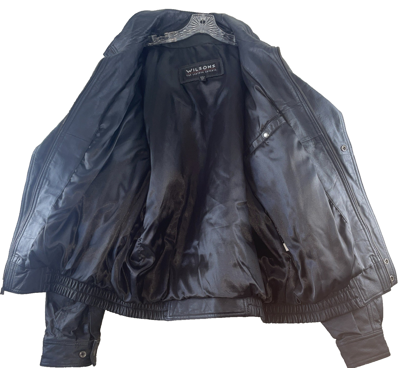 Wilsons The Leather Experts Leather Bomber Jacket Men SZ-Large Black Motorcycle
