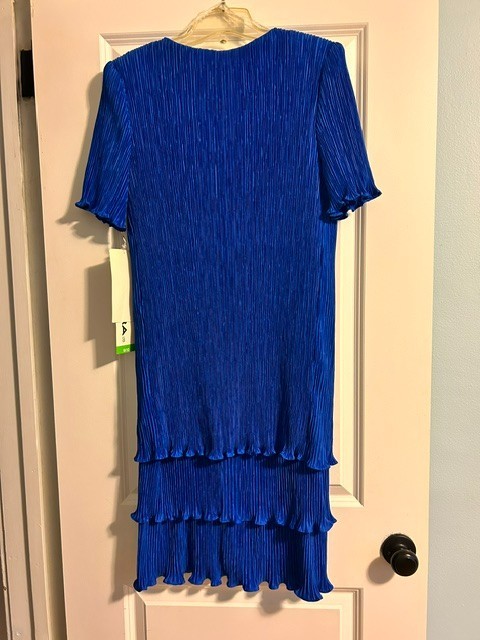 Vintage Patra Royal Pleated Midi Dress with Beaded Embellishment, Size 10