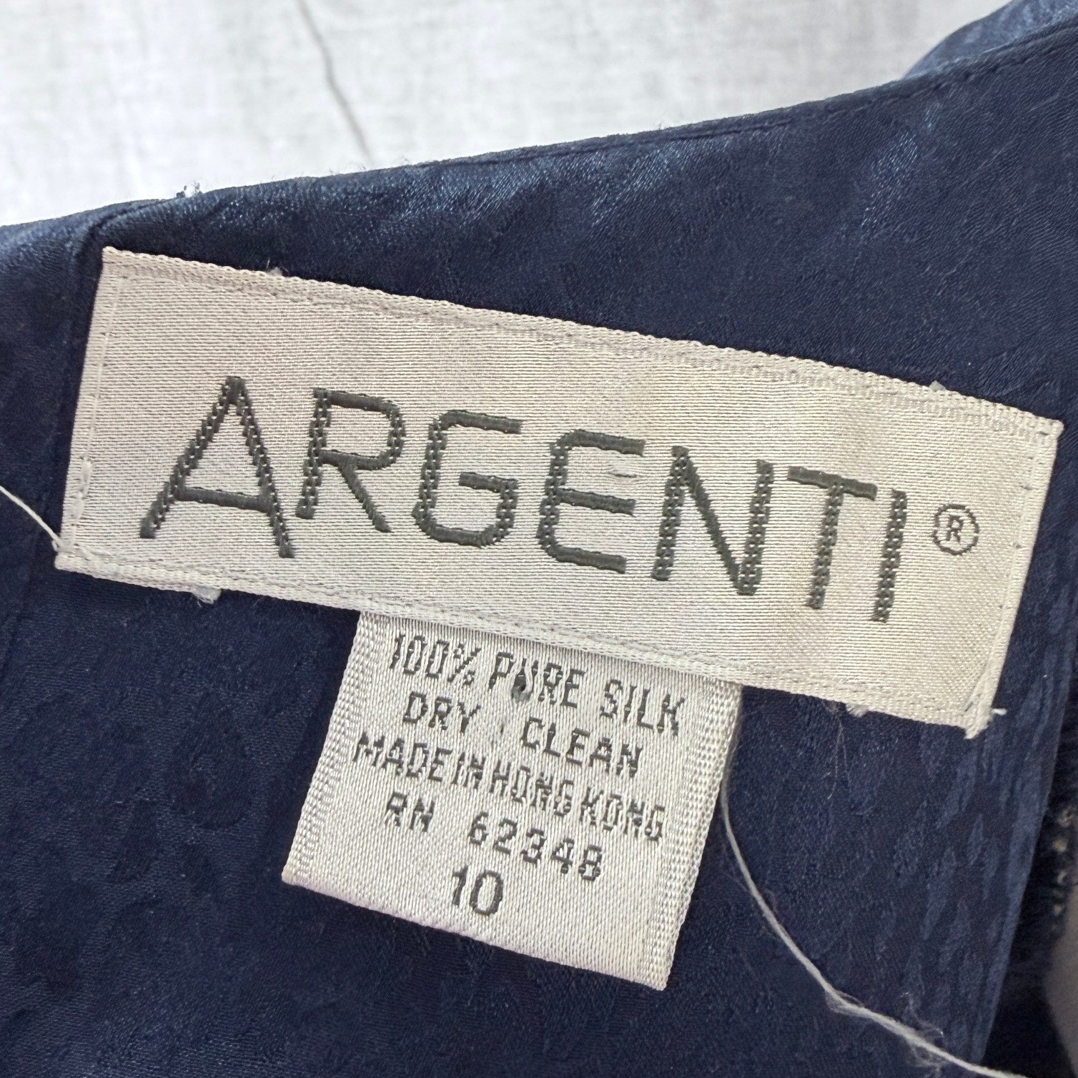 Argenti Vintage 80s Silk Leopard Jacquard Drop Waist Dress Navy 10 Dark Academia