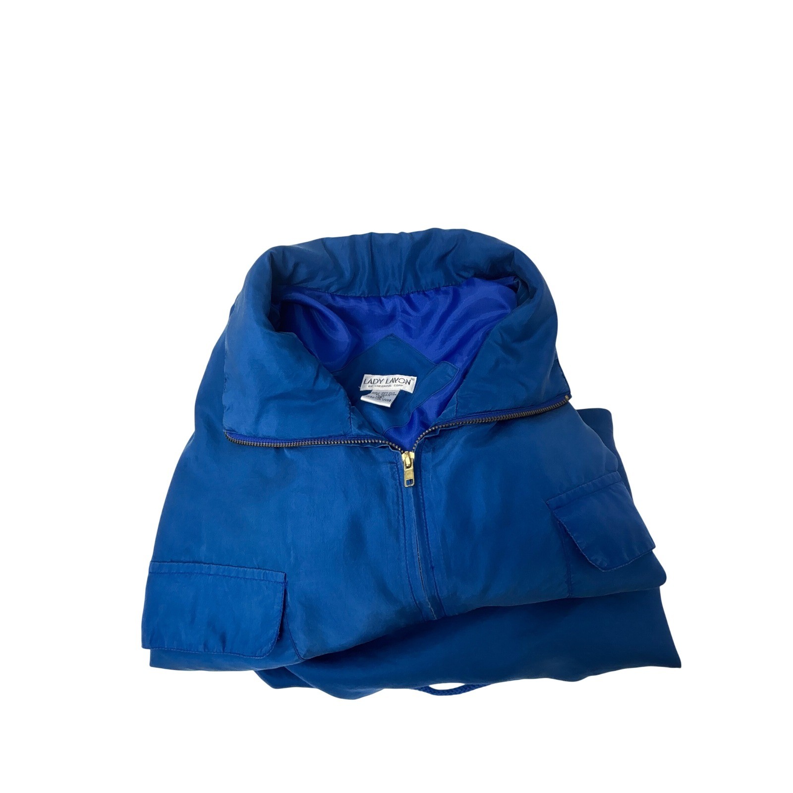 Lady Lavon Vintage 100% Silk Tracksuit Set Royal Blue Jacket Pants Womens 1X