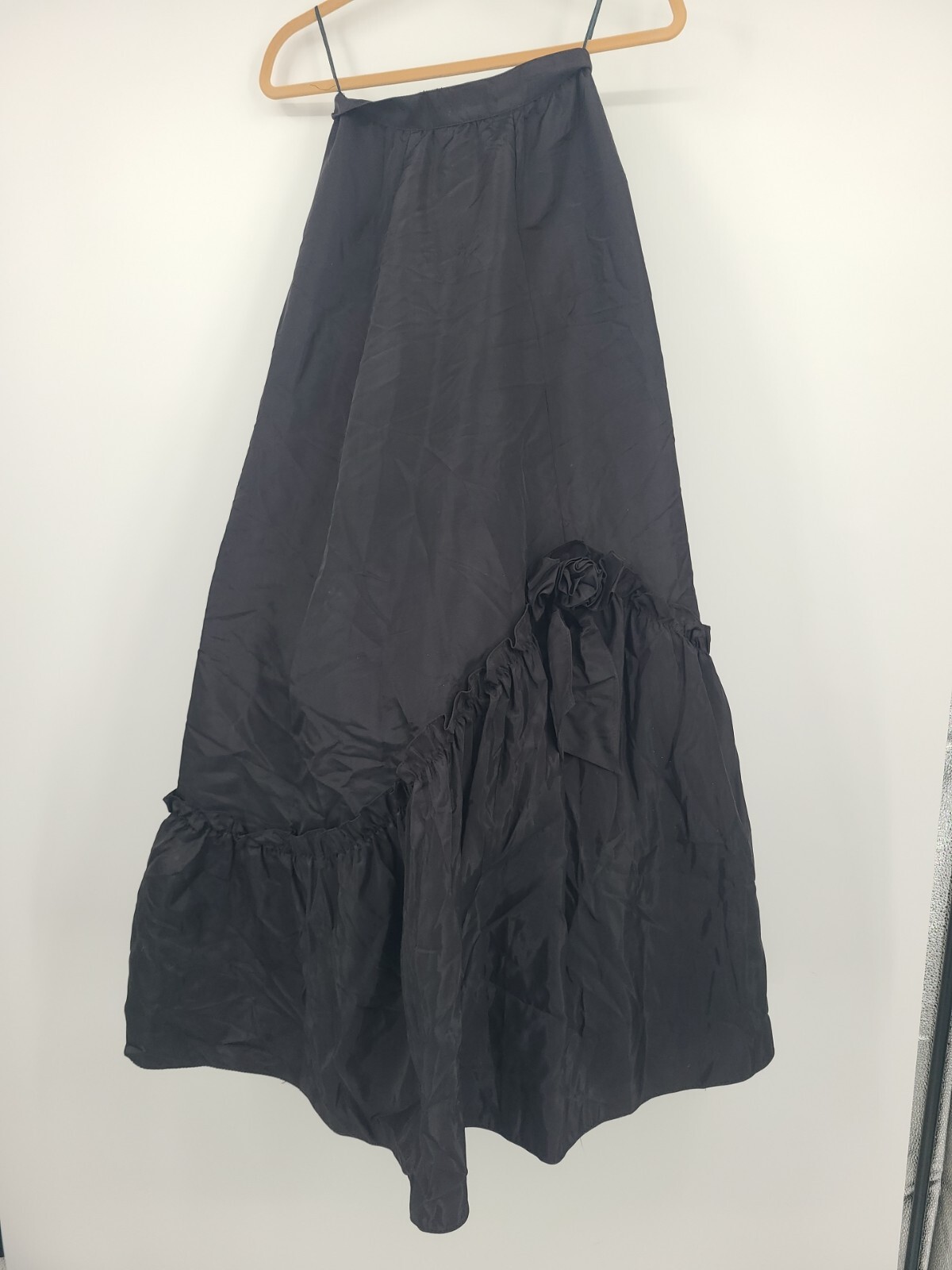Vintage Gunne Sax Black Taffata Long Skirt 25″ Waist Goth Dark Vampire