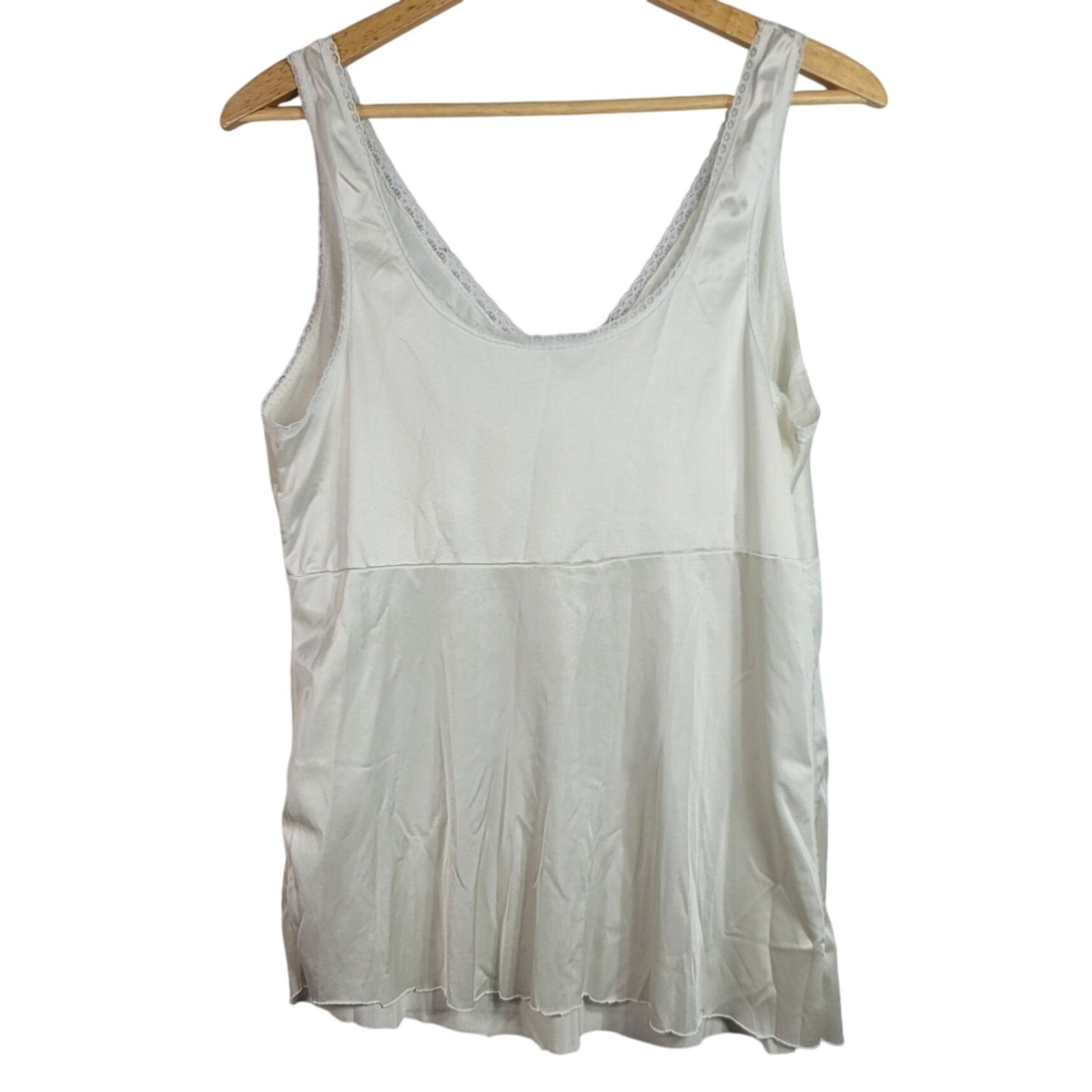 Sears Cami Top Slip Ivory Cream Size 40 V Neck Antron III Nylon Vintage READ