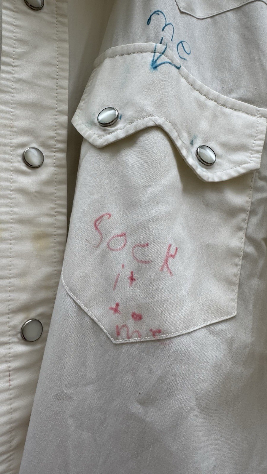 Vintage 1950s Autograph Shirt Cowboy Pearl Buttons Hand Written H Bar C OOAK