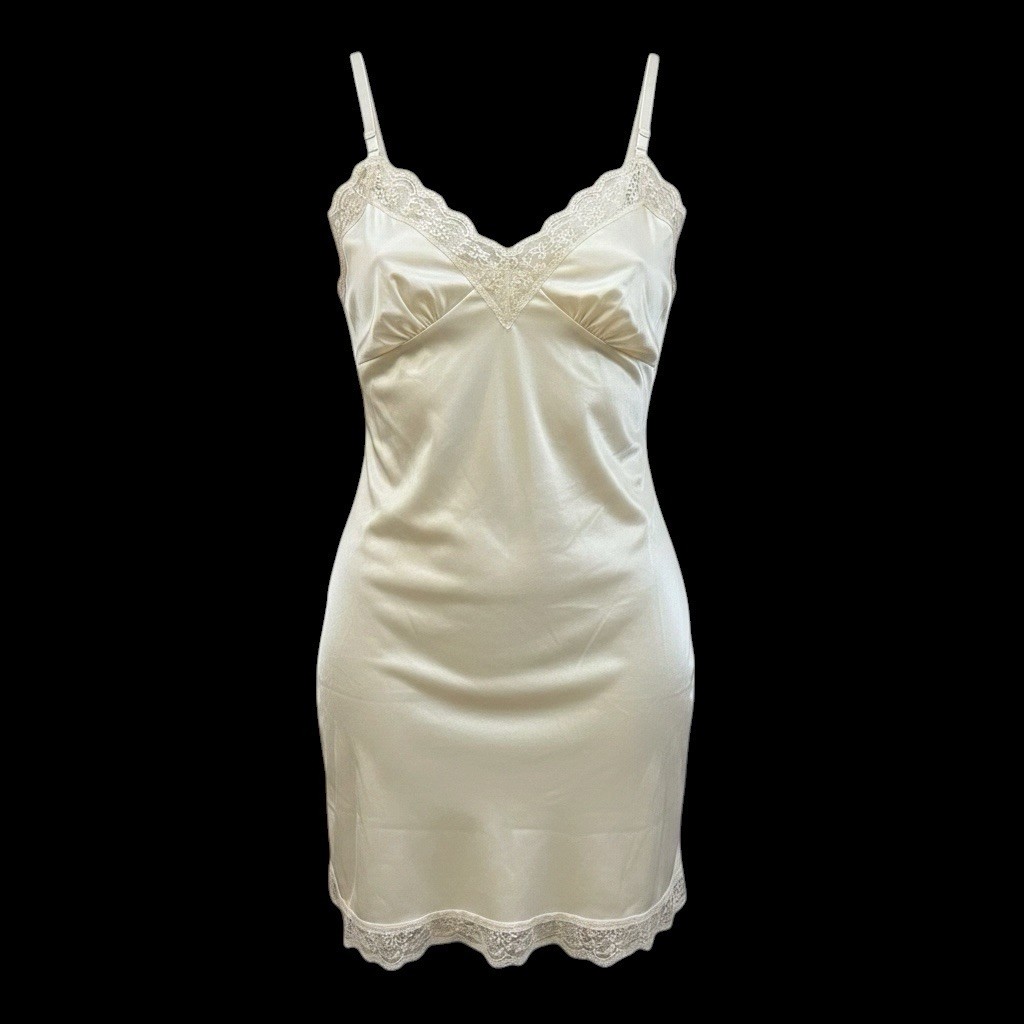 Vintage Perfectform Full Slip Dress 48 XL Ivory Lace Trim 100% Nylon Sissy Plus