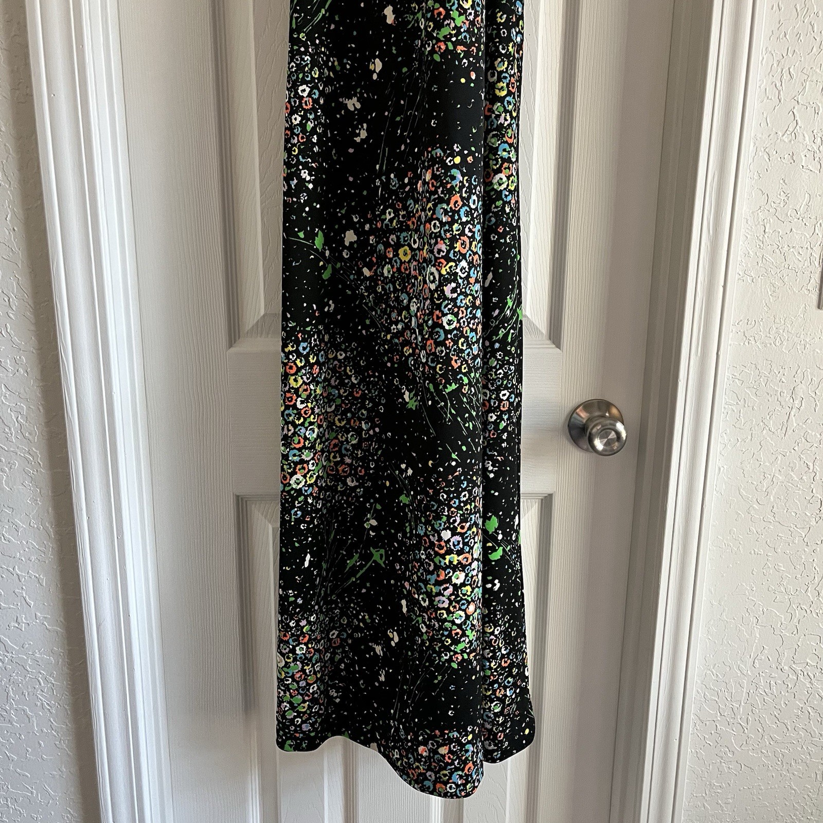 Vintage Gay Gibson Summer Sleeveless Maxi Dress Retro Floral Back Zip Stretch S