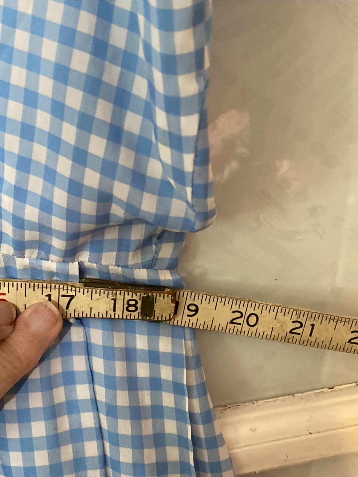 Vintage Dress 60’s Carol Brent Blue White Checks Large