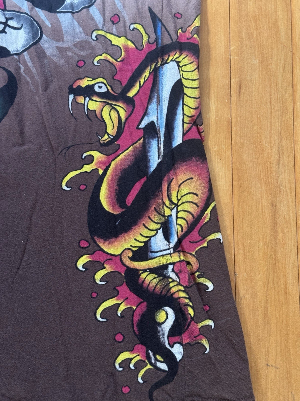 Ed Hardy Vintage Designer “True ‘Til Death” Graphic Tiger T-Shirt Women’s L