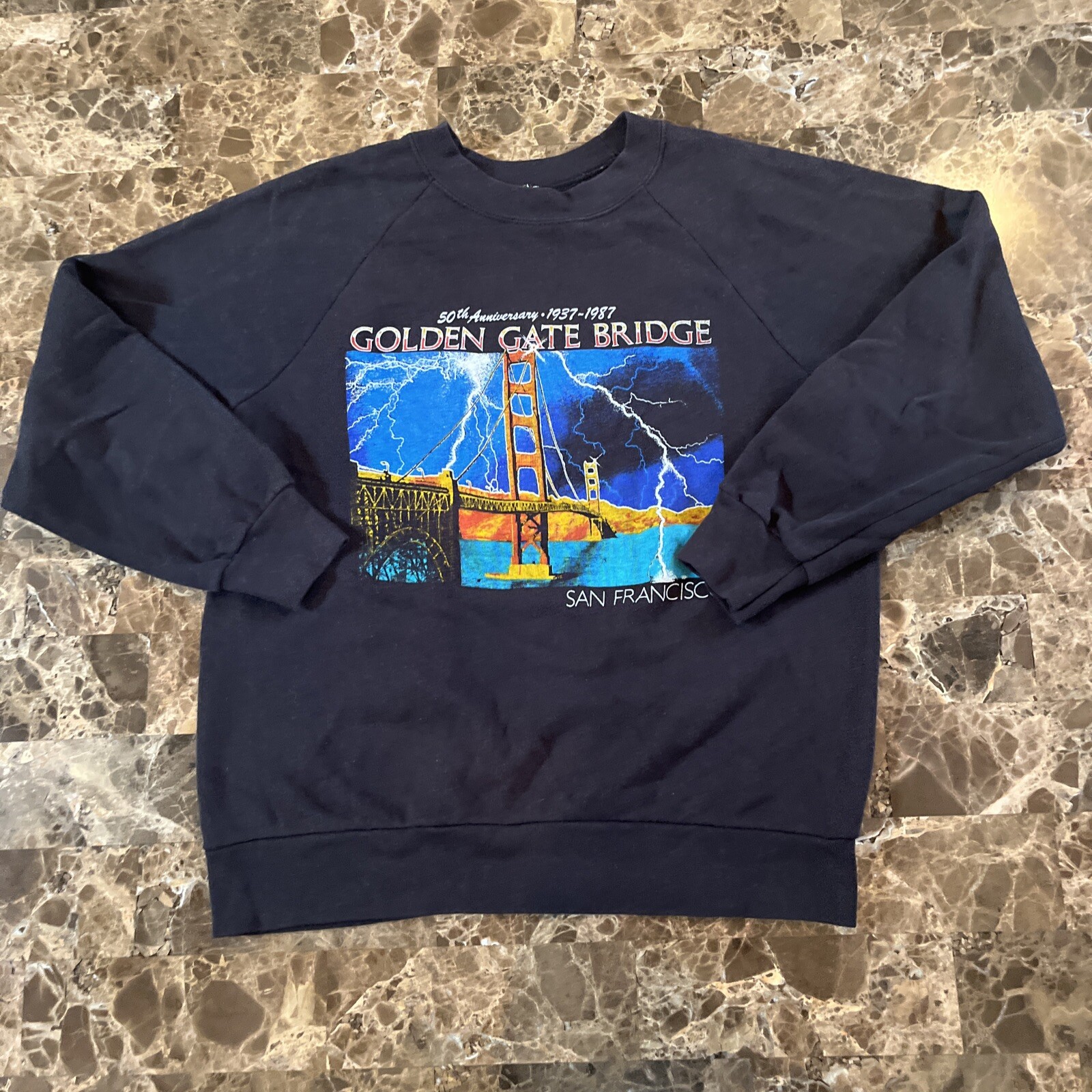 Vintage 80s Golden Gate Bridge 50th Anniversary San Francisco Sweatshirt Medium