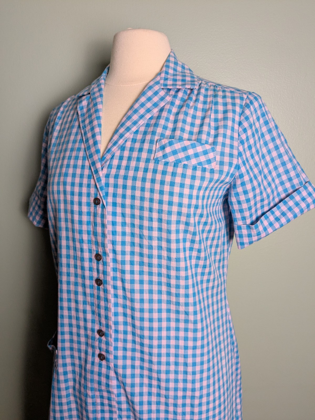 True Vintage Activi-Tee Blue Gingham Shirt Waist Dress