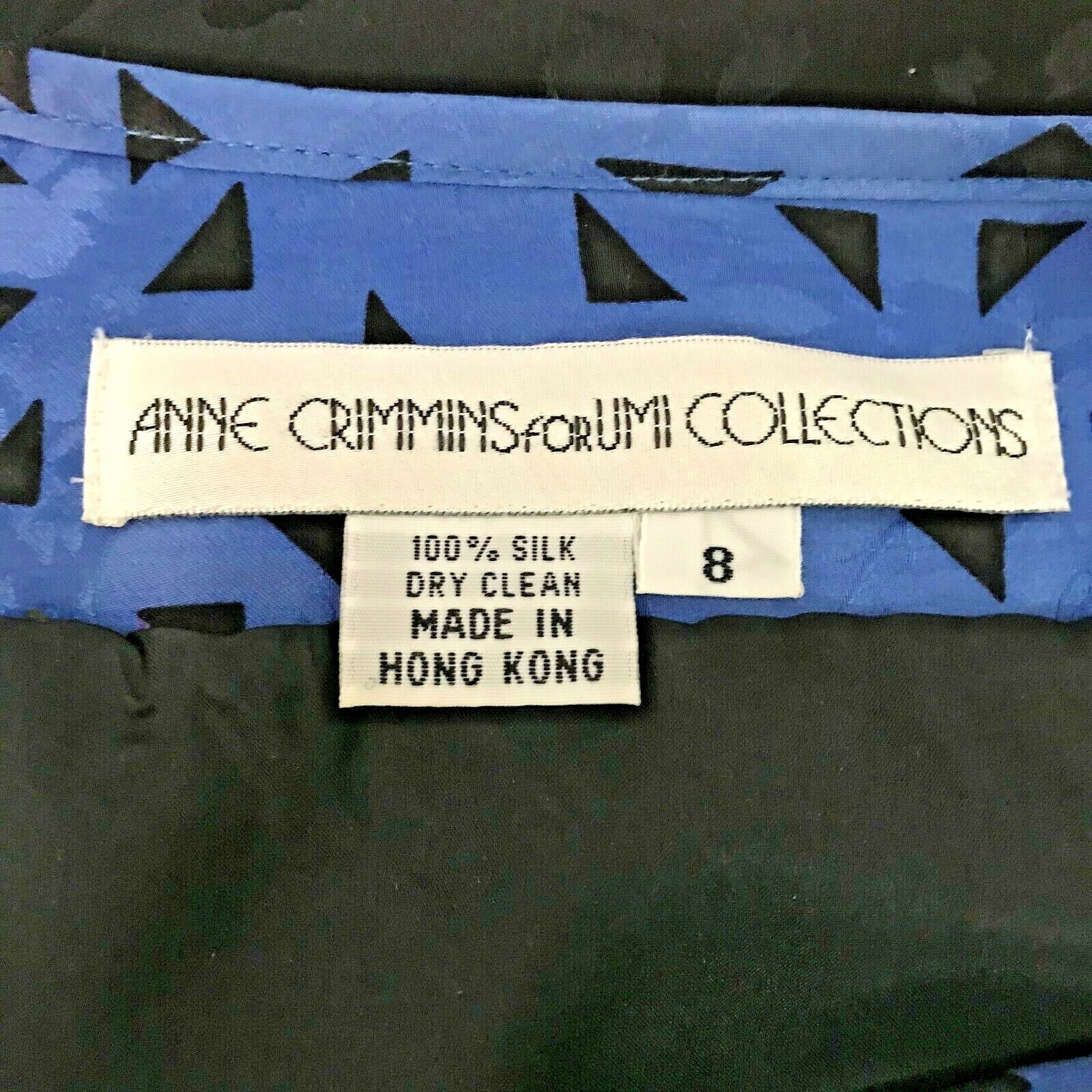 Vintage Anne Crimmins For Umi Collections Women’s Dress Silk Blue 8 Hong Kong
