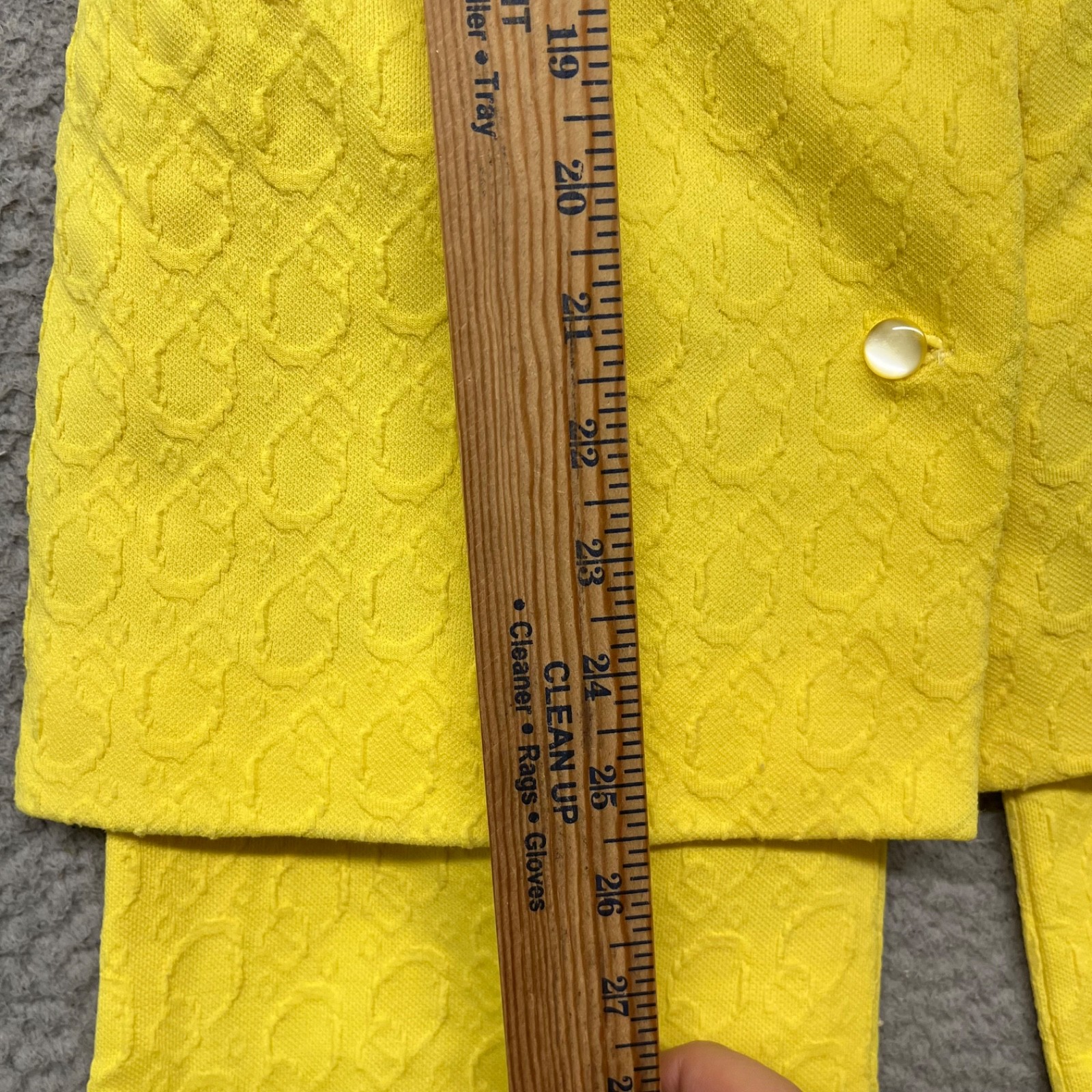 60’s Leisure Pant Set Womens S Yellow Geometric Textured Dacron Polyester 70’s