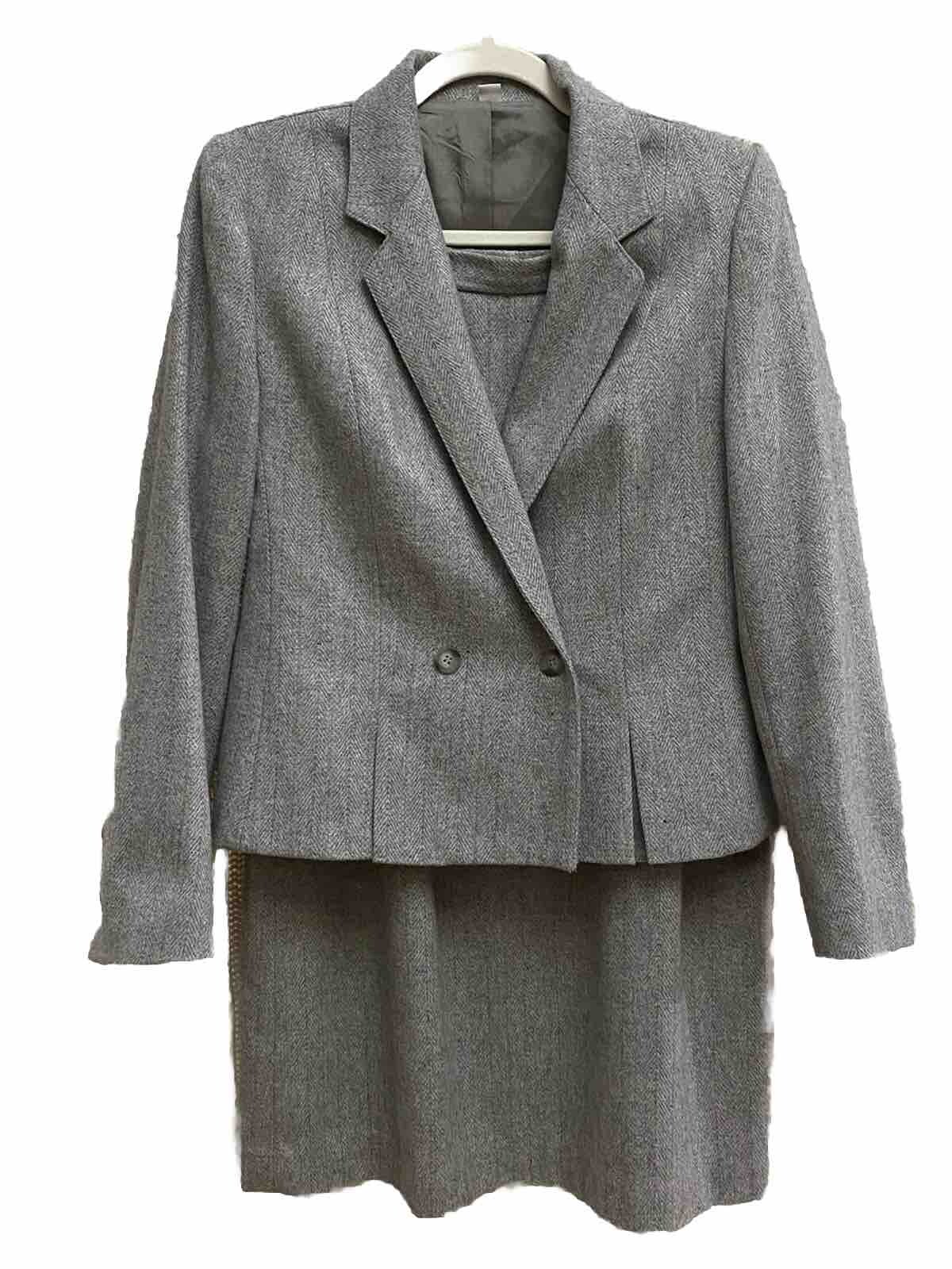 Patrick Shea Creation Wool Skirt Suit VTG 12 Grey Office Corpcore Minimalist