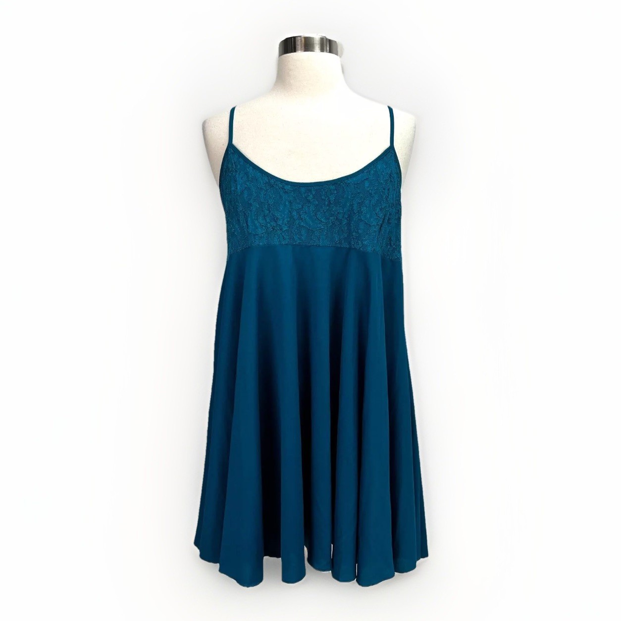 Victorias Secret VTG 90s Y2K Babydoll Chemise Nightie Dress Gold Label Sz L Blue