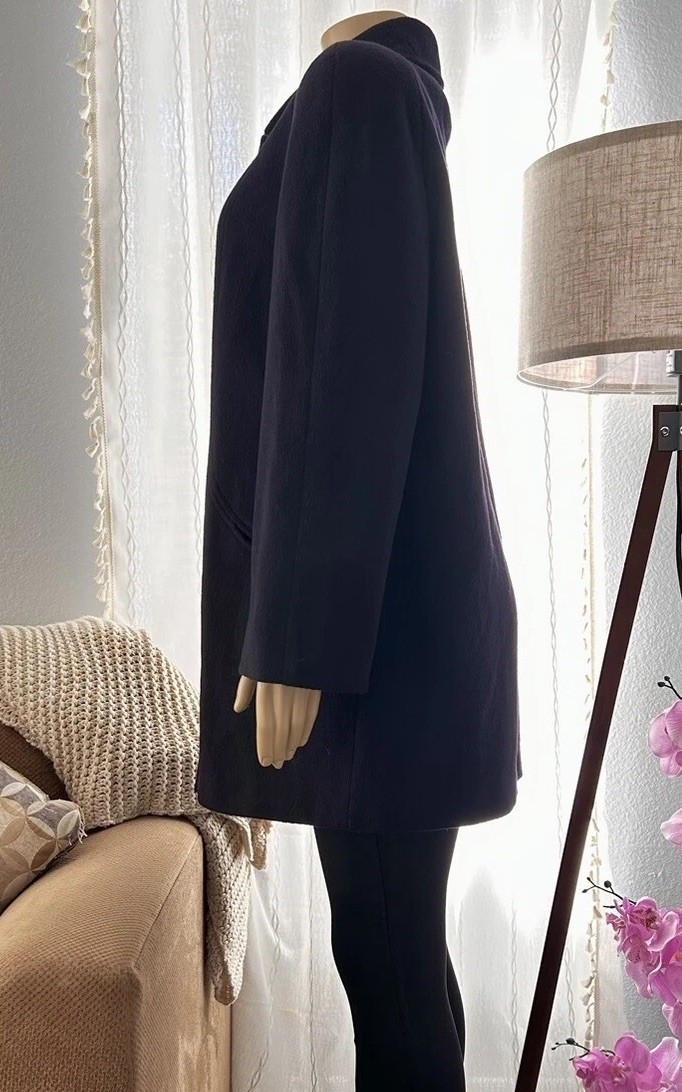 Vintage 70s Navy Blue Wool Coat Overcoat N’exagerons Rien Alorna Petite