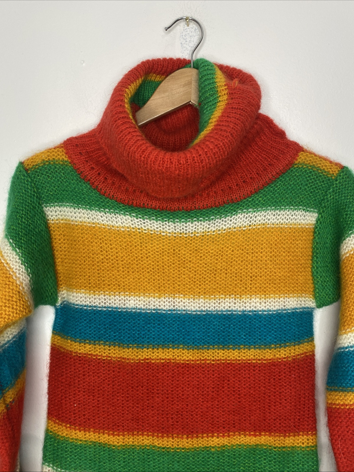 Vintage 1960s Mod Turtleneck Bold Striped Wool Sweater Dress Turtleneck Spiegel