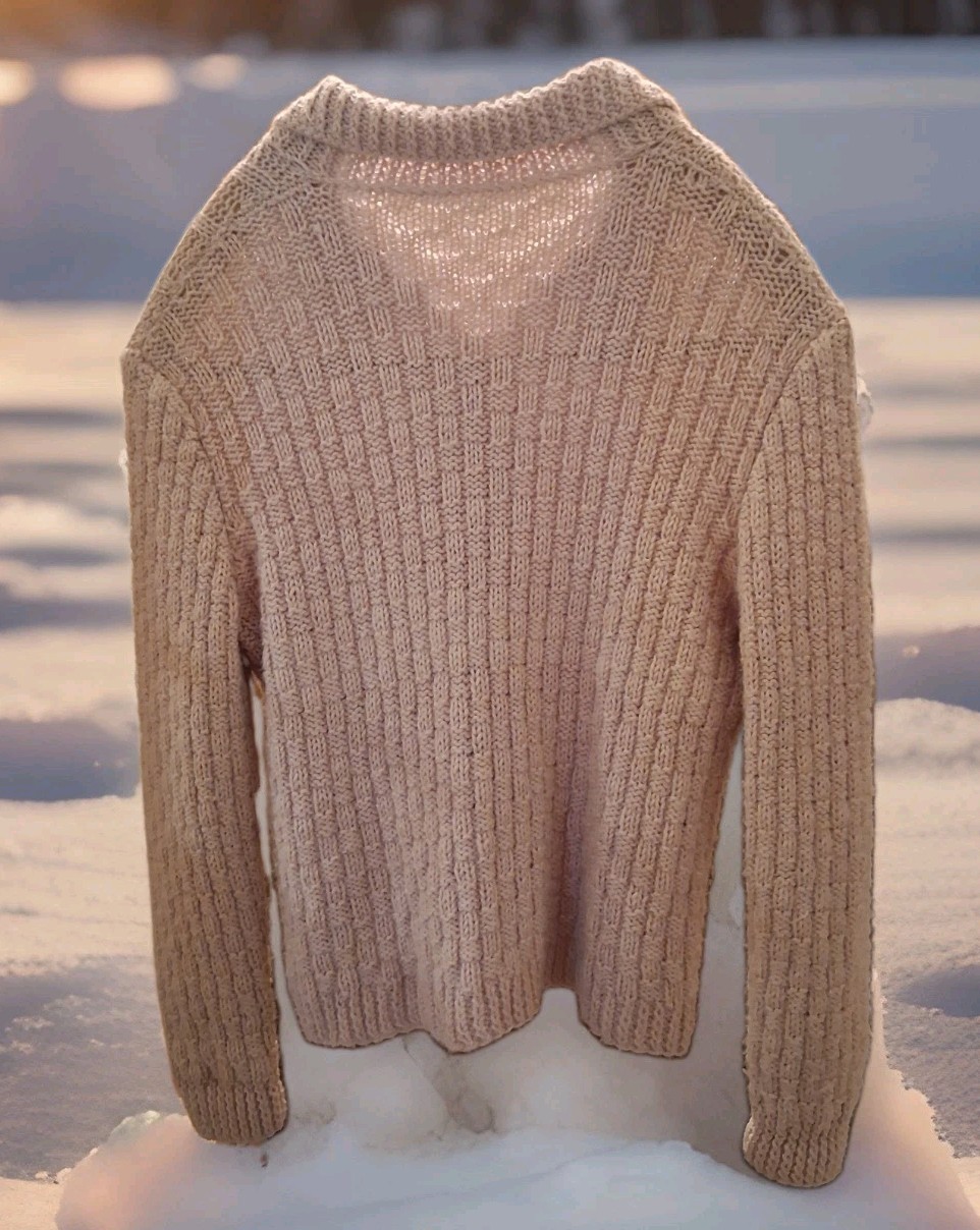 Vintage Handmade Sweater Basket Knit Stich Shawl Collar Cardigan Women’s Large