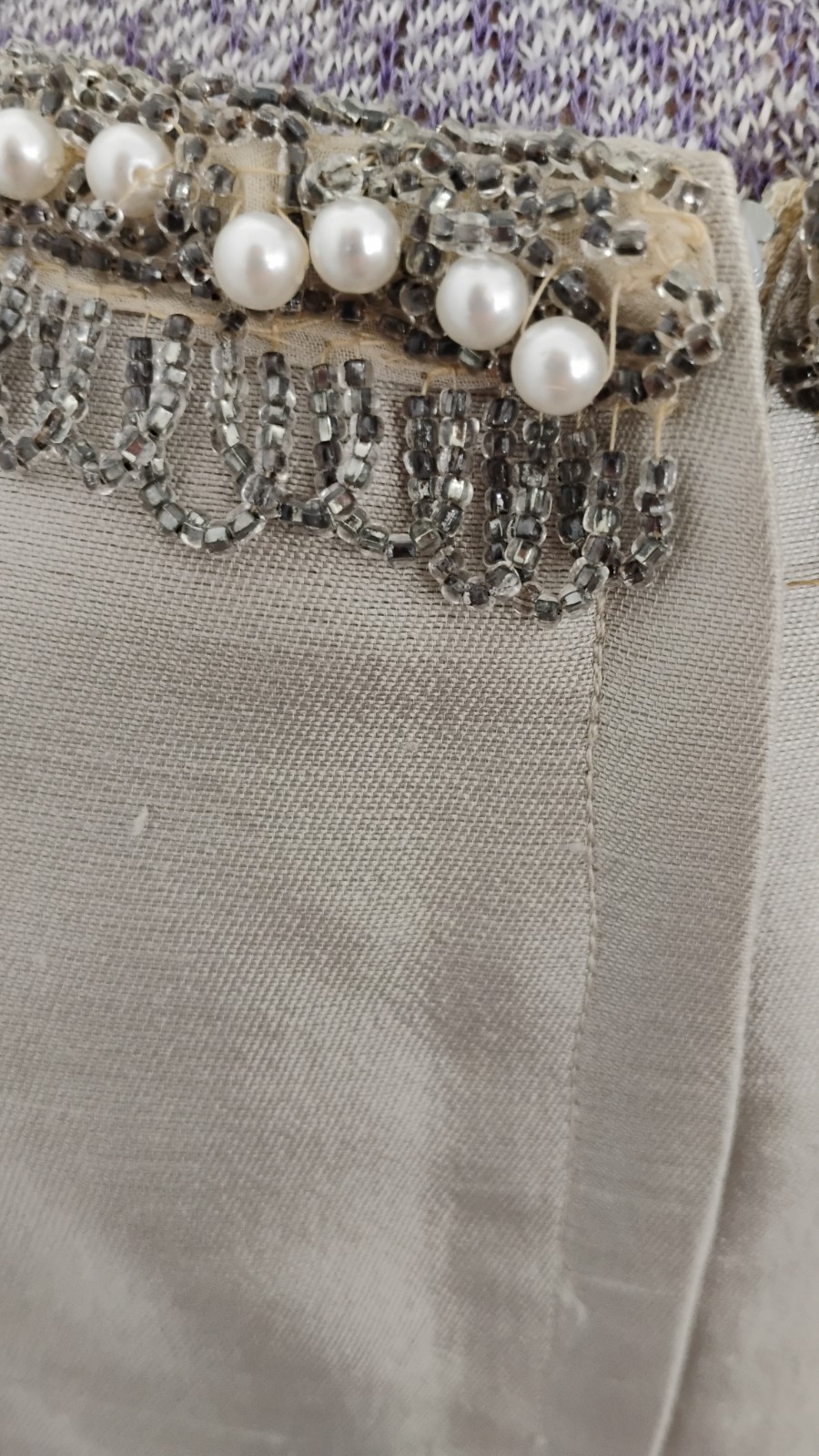 Vtg 1950’s Cocktail Dress Women’s Silver Embellished Madmen Elegant Silk 12/14