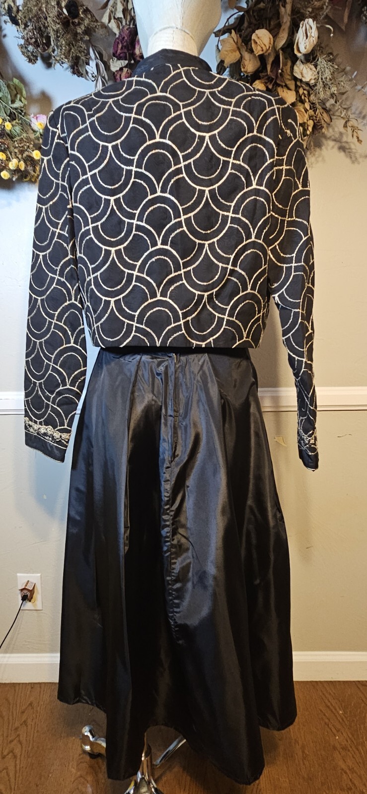 Vintage Two Piece Black And Gold Jack Bryan Formal Skirt Suit Mkd Sz 16 As…